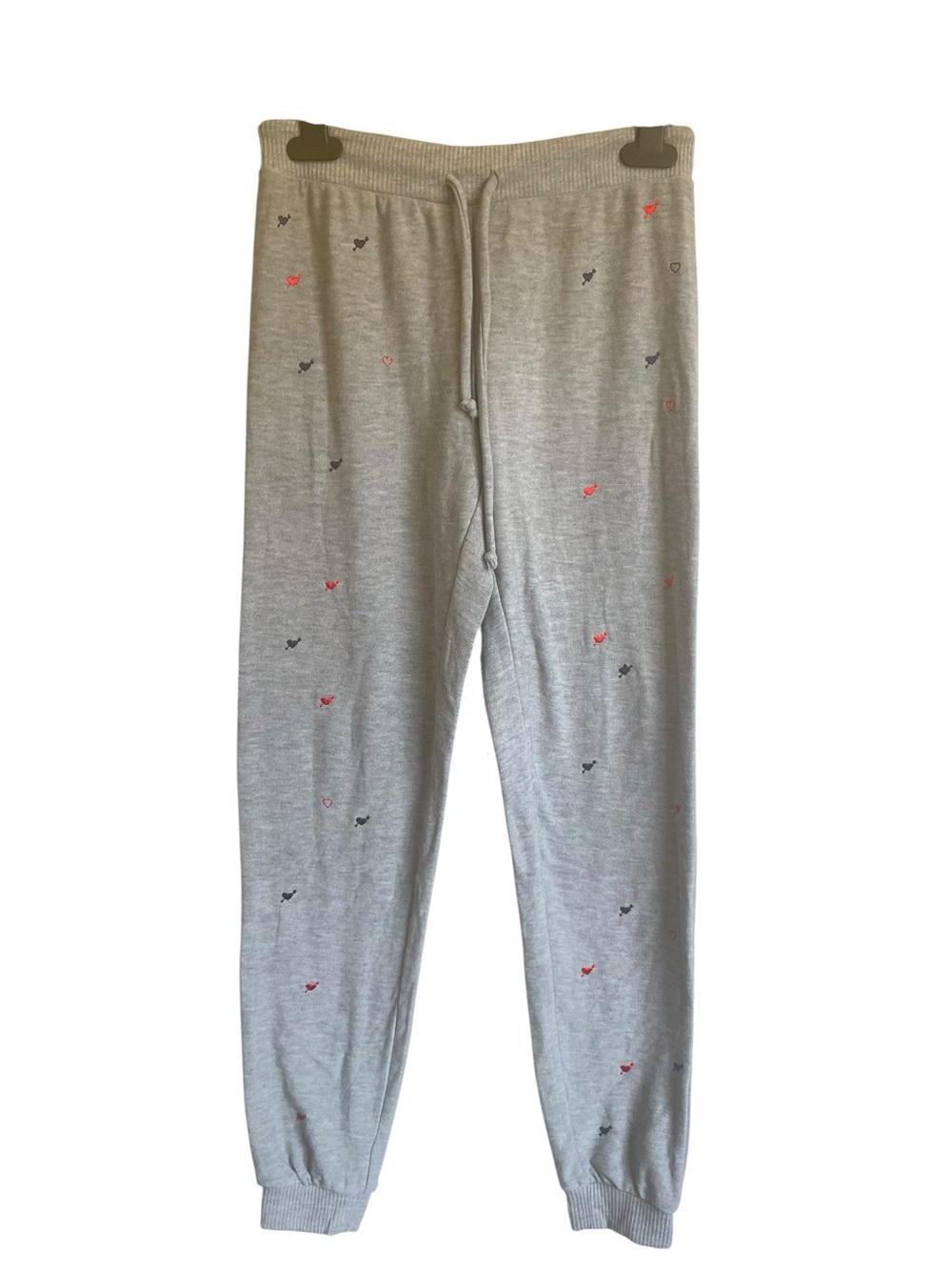 Chaser Heart and‎ Arrow Jogger Pants Tiny Red & Black Heart Accents SMALL NWT